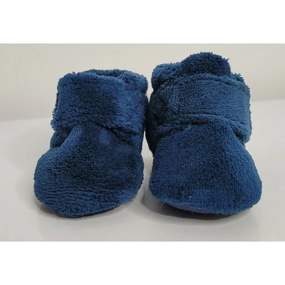 UGG Baby Bixbee Blue Booties Slippers 4/5 Fleece Hook & Loop Winter Soft Sole